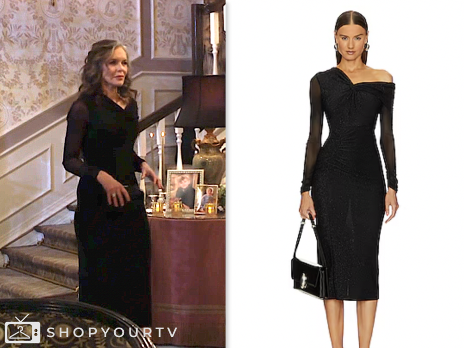 diane jenkins, susan walters, the young and the restless, black asymmetric neck long sleeve dress