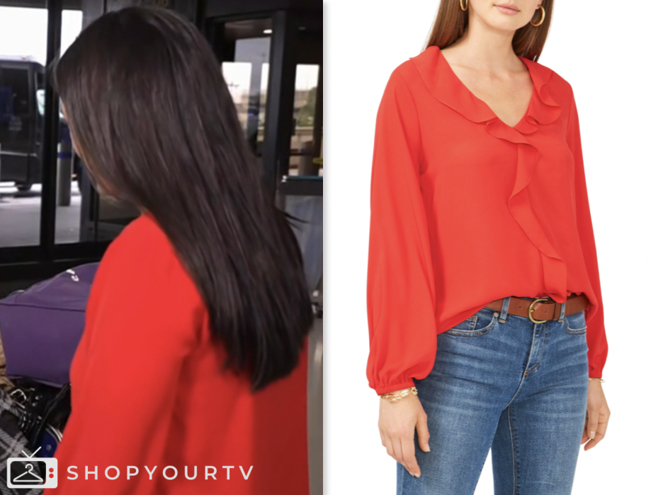 emilie ikeda, the today show, red ruffle blouse