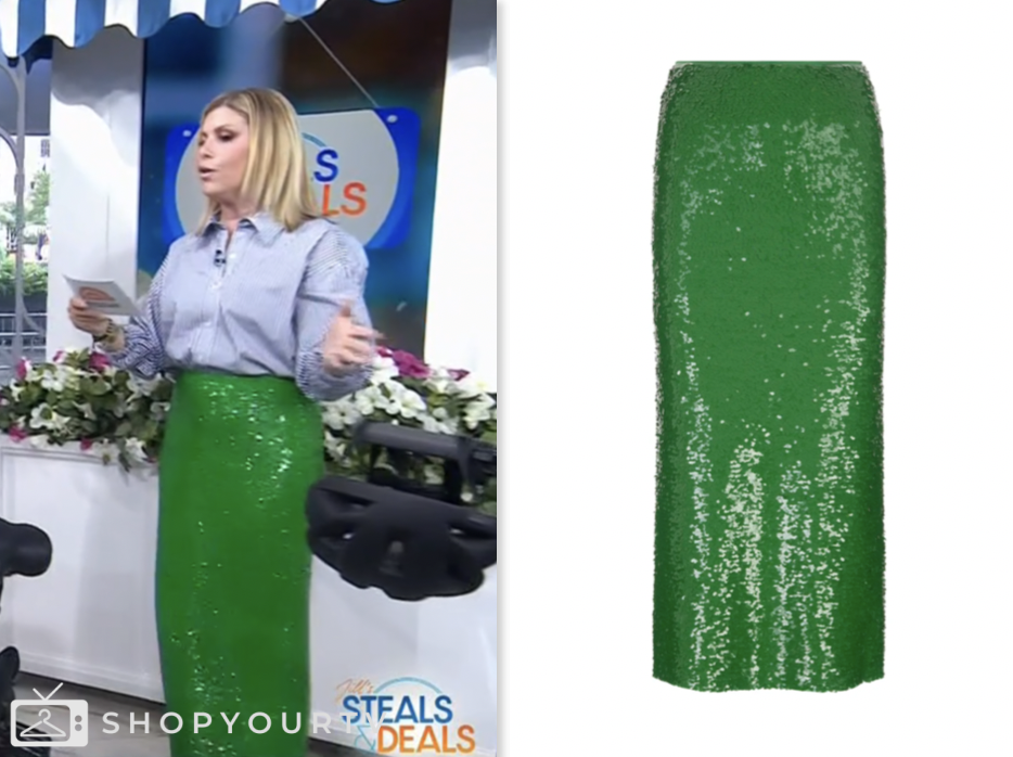 the today show, green sequin midi skirt, jill martin