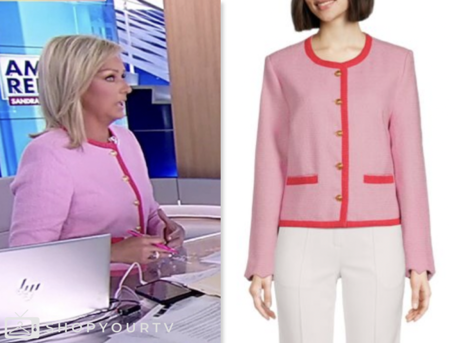 sandra smith, pink contrast trim jacket, fox news fashion, america reports