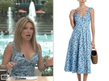 access daily, blue printed midi dress, kit hoover