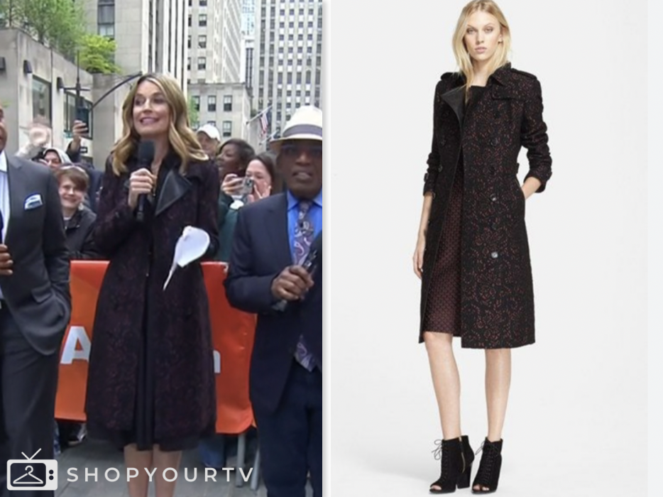 the today show, black jacquard trench coat, savannah guthrie