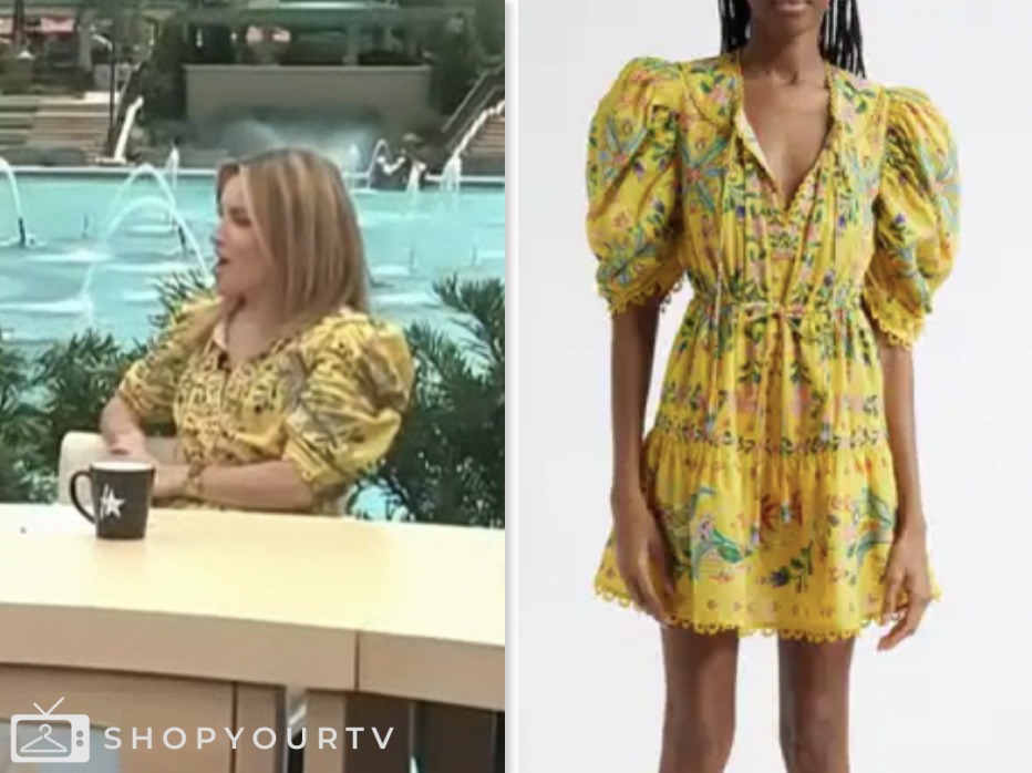 access hollywood, yellow printed mini dress, kit hoover