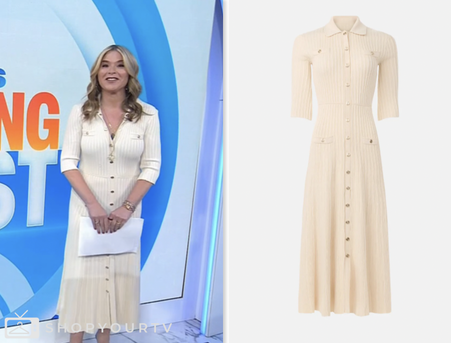 the today show, jenna bush hager, ivory ribbed knit sequin midi dress