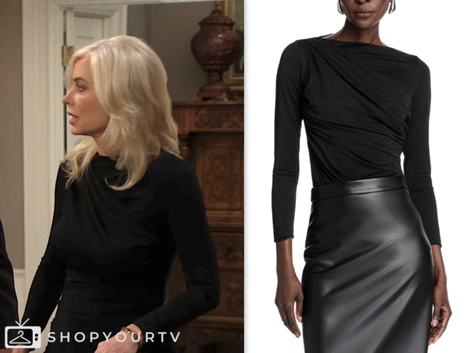 the young and the restless, black drape long sleeve top, ashley abbott, eileen davidson
