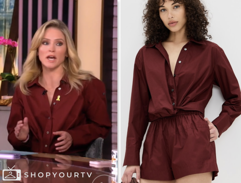 the view, burgundy shirt, sara haines