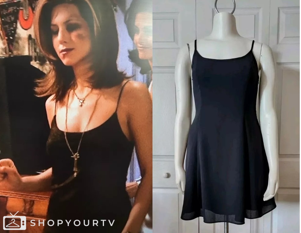 Friends: Season 1 Episode 10 Rachel's Black Lace Up Back Dress | Shop Your  TV