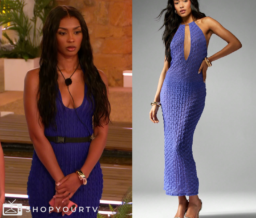 Love Island UK: Season 12 Episode 9 Malisha's Blue Knit Dress | Shop ...
