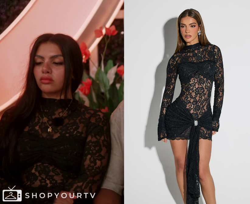 Love Island USA: Season 7 Episode 20 Huda's Lace High Neck Dress | Shop Your TV Love Island USA: Season 7 Episode 20 Huda's Lace High Neck Dress | Shop Your TV