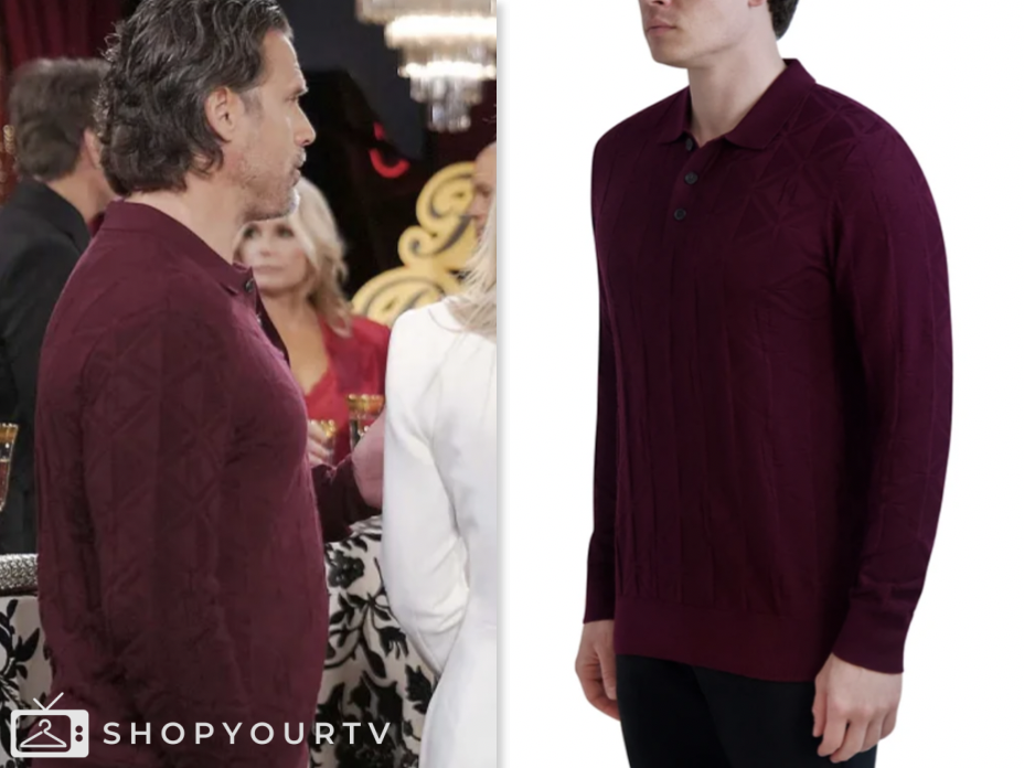 the young and the restless, nick newman, joshua morrow, burgundy polo sweater