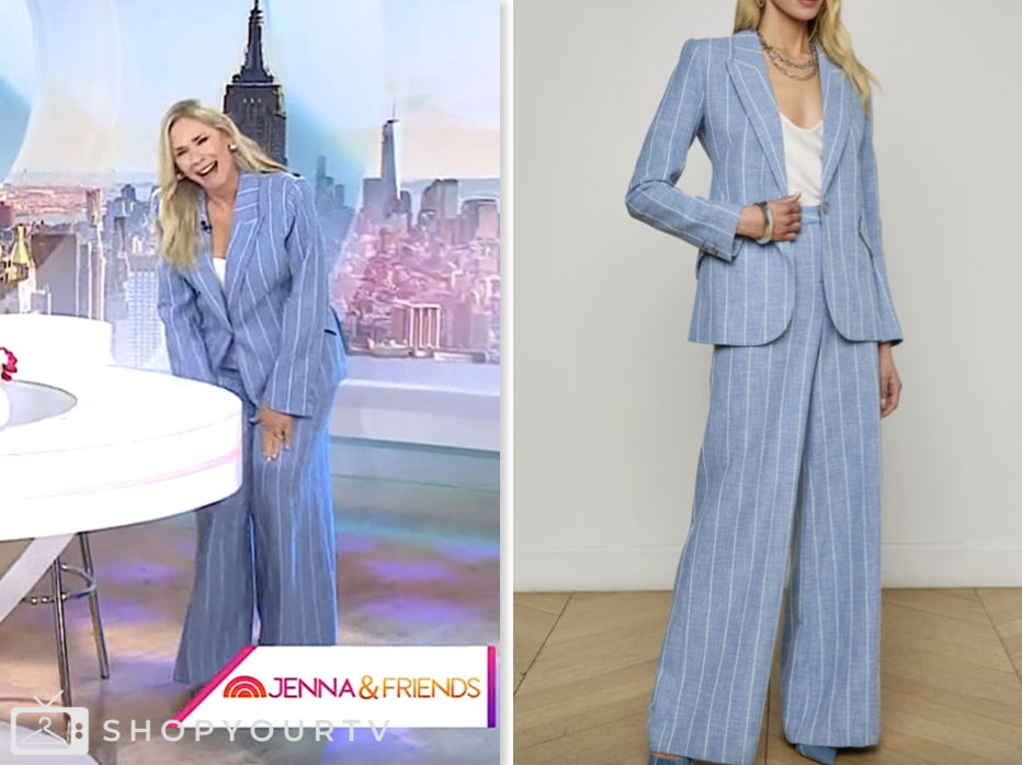 the today show, jenna and friends, blue pinstripe blazer and pant suit, Leanne Morgan
