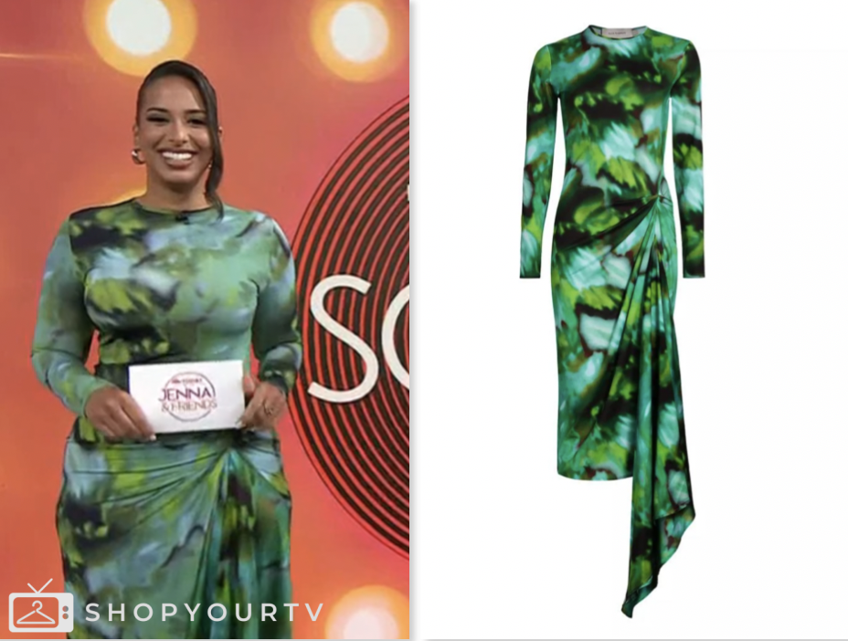the today show, green tie dye drape midi dress, jenna and friends, Nessa Diab