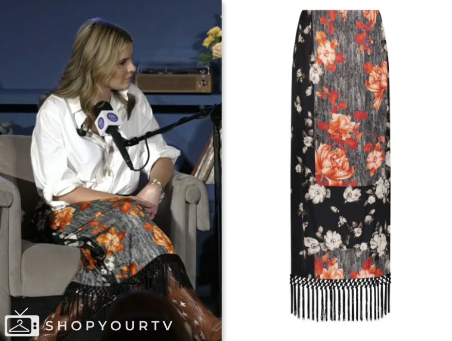 jenna bush hager, the today show, jenna and friends, floral fringe midi skirt
