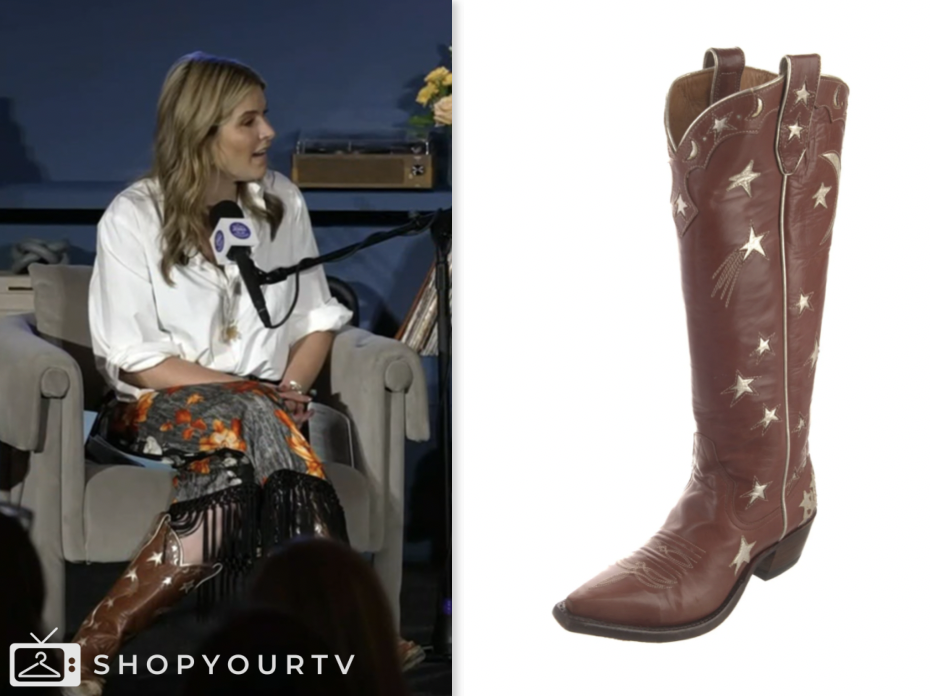the today show, jenna bush hager, jenna and friends, brown leather star cowboy boots