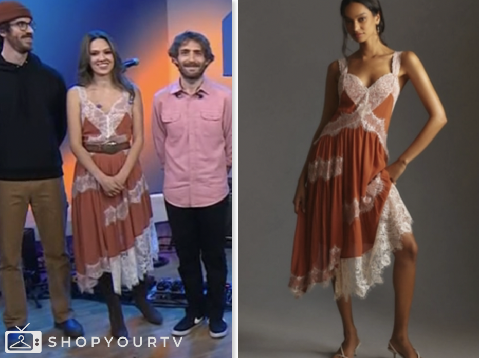 the today show, orange lace trim midi dress, Jackie Miclau