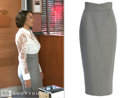 beyond the gates, grey pencil skirt, Daphnée Duplaix, Nicole Dupree Richardson