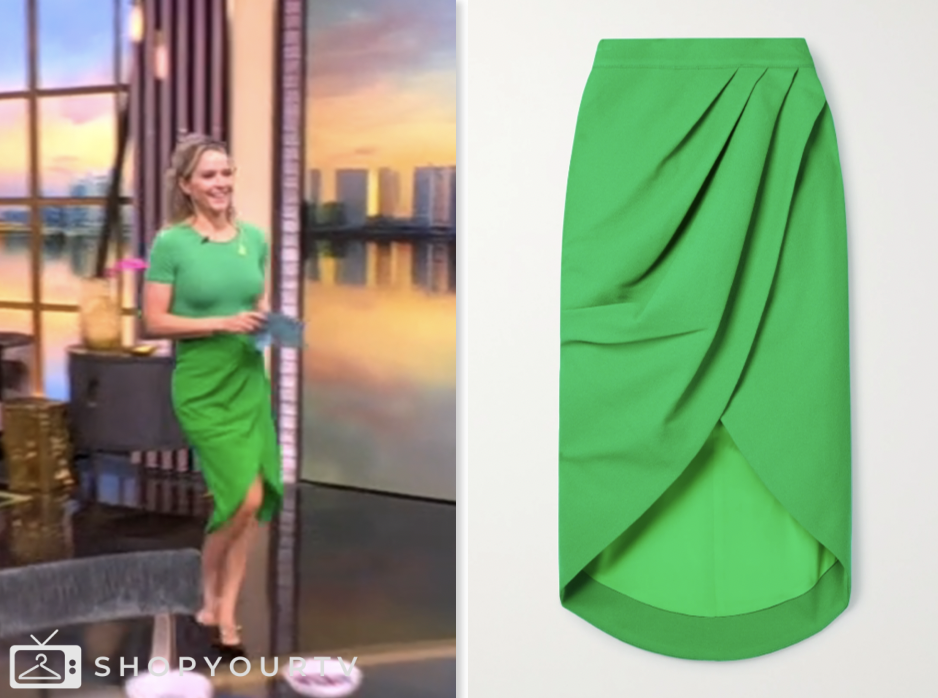 the view, green wrap skirt, sara haines