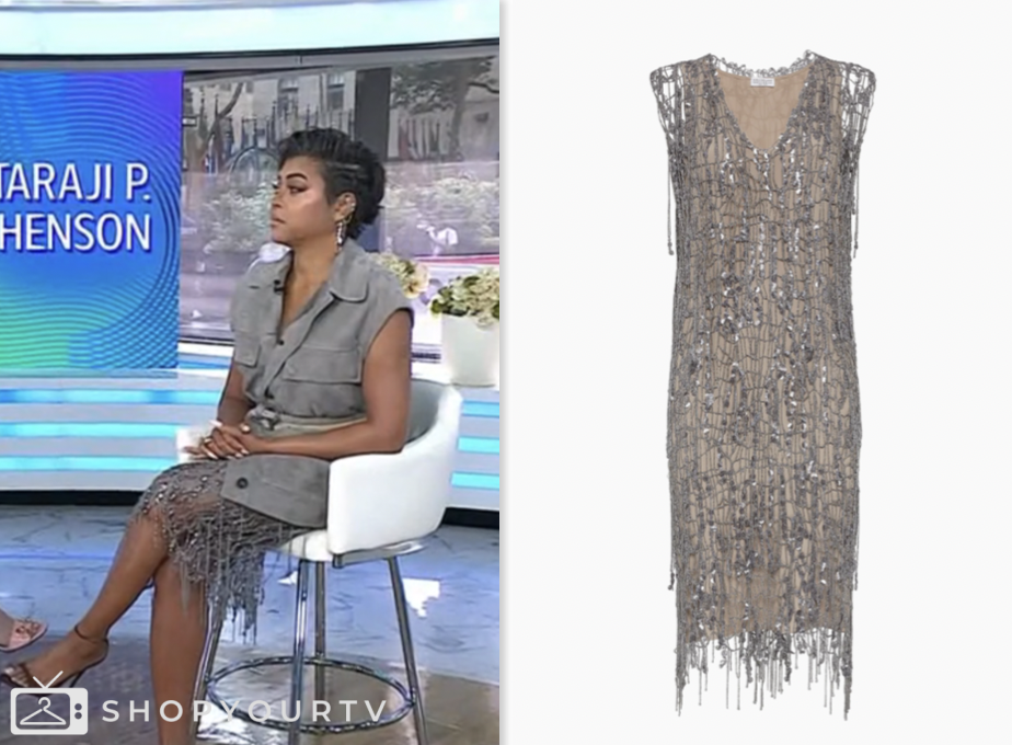 the today show, grey embellished fringe dress, Taraji P. Henson