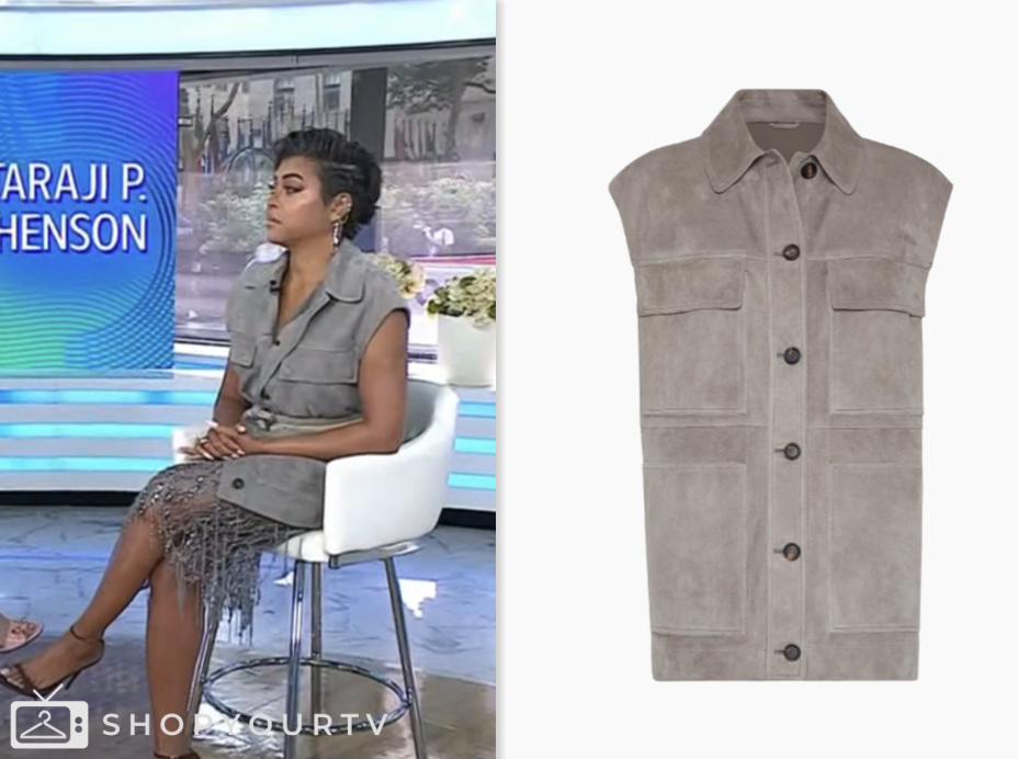 Taraji P. Henson, grey suede vest, the today show