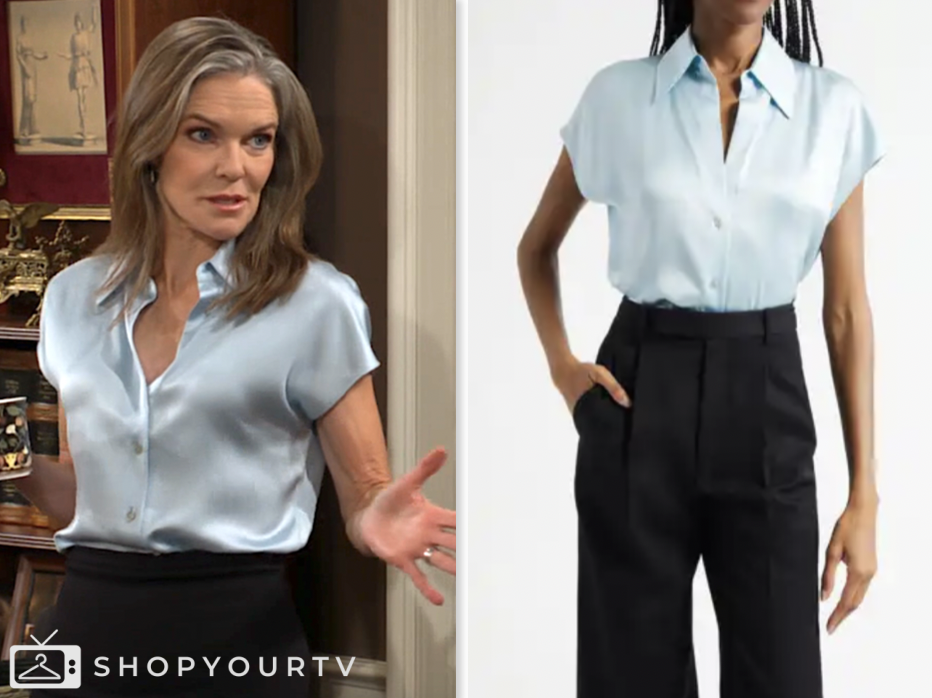 diane jenkins, susan walters, blue satin shirt, the young and the restless
