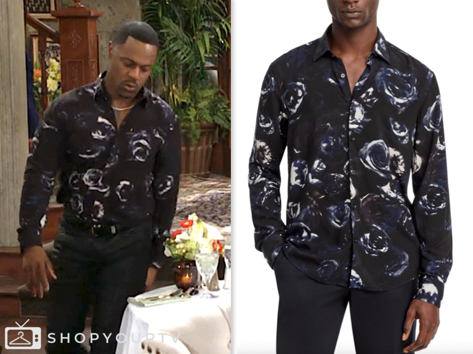 the young and the restless, black floral shirt, Jermaine Rivers, Damian Kane