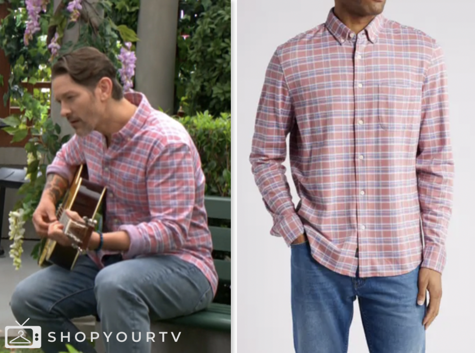the young and the restless, pink plaid shirt, daniel romalotti, Michael Graziadei