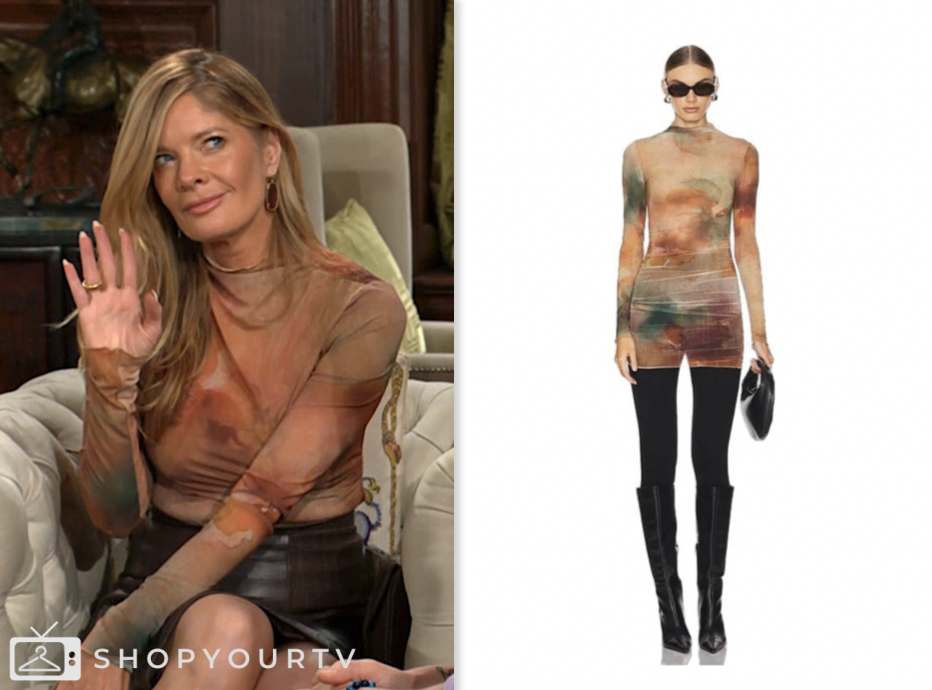 the young and the restless, abstract mesh top, phyllis newman, michelle stafford