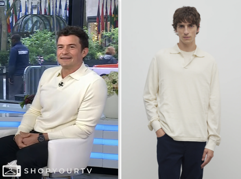 the today show, orlando bloom, ivory polo sweater