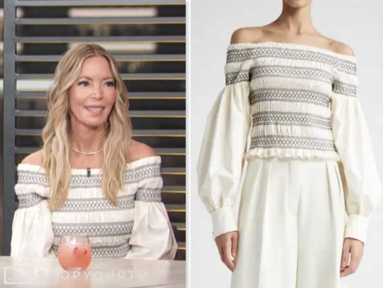 access daily, ivory off-the-shoulder top, Jeanie Buss
