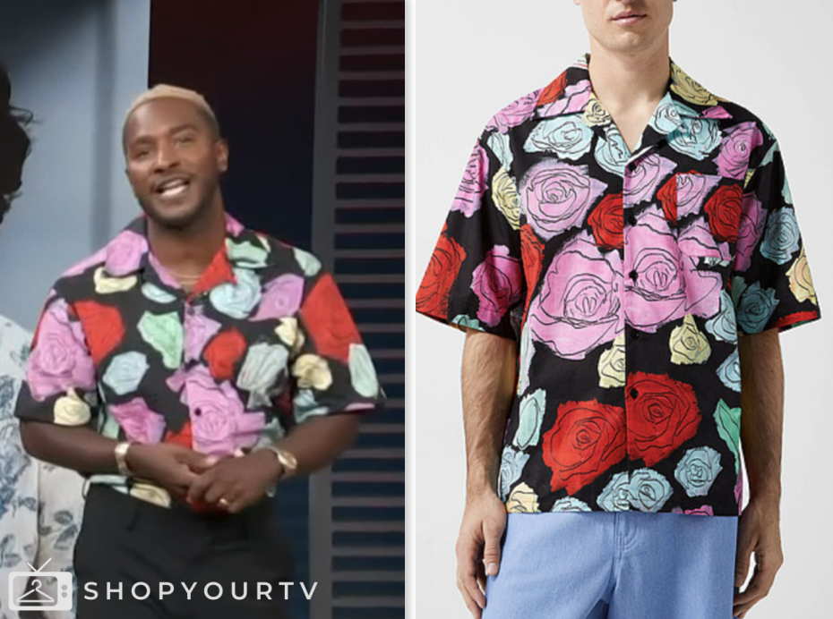 access hollywood, floral shirt, scott evans
