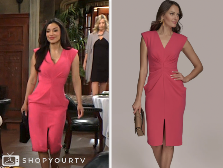 the young and the restless, audra charles, pink v-neck dress, Zuleyka Silver