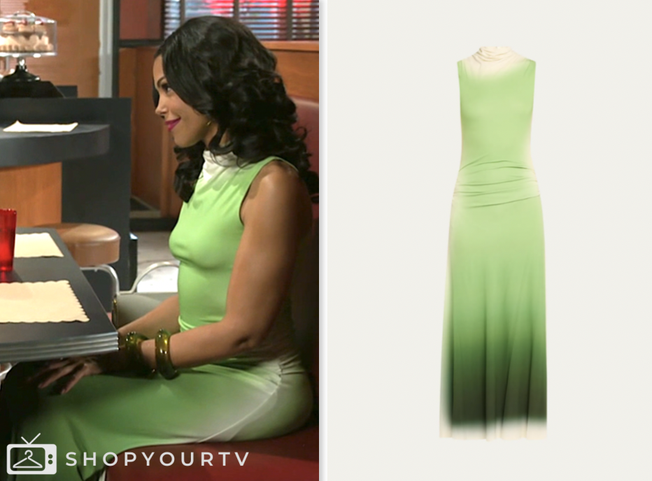 beyond the gates, green ombre maxi dress, dani dupree, karla mosley
