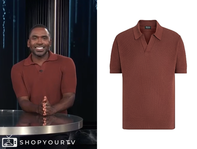 E! News: June 2025 Justin Sylvester's White Striped Knit Polo Shirt ...