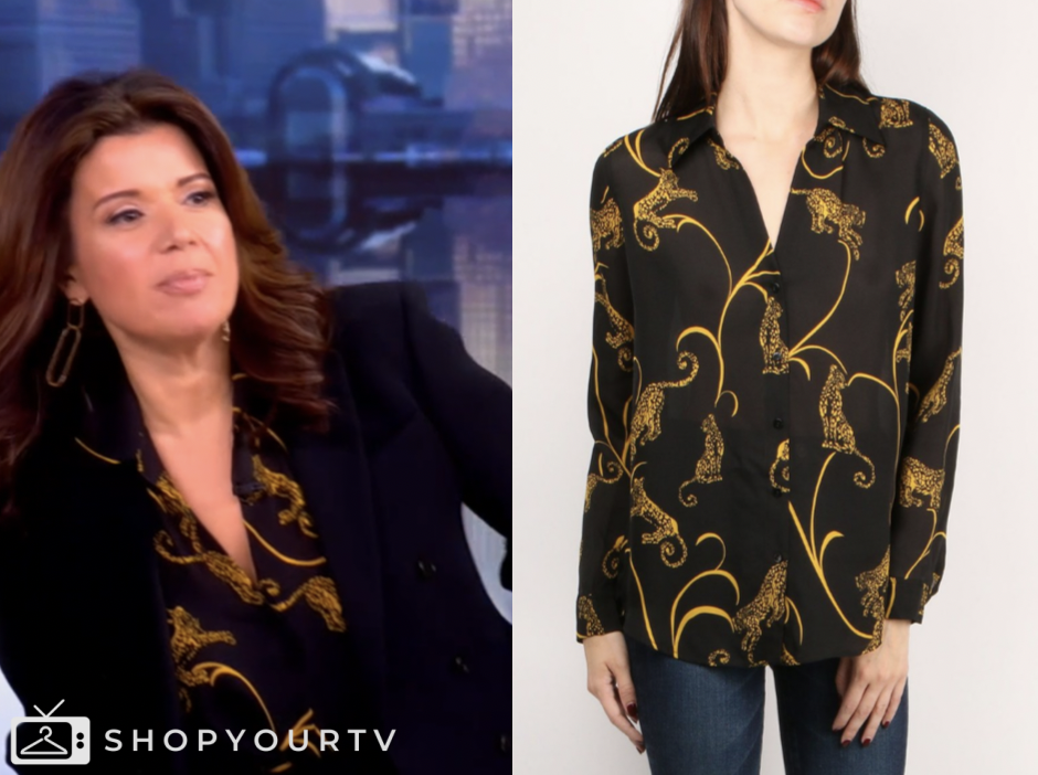 the view, ana navarro, black tiger print shirt