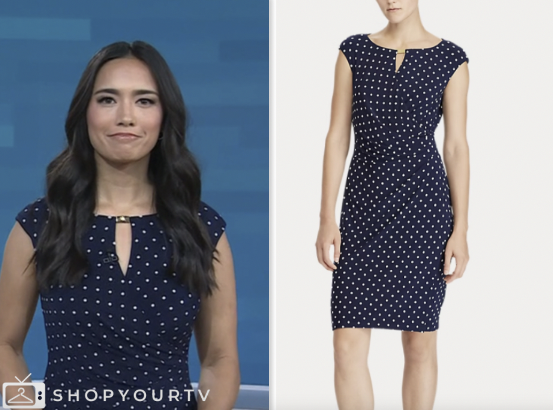 the today show, navy polka dot dress, emilie ikeda