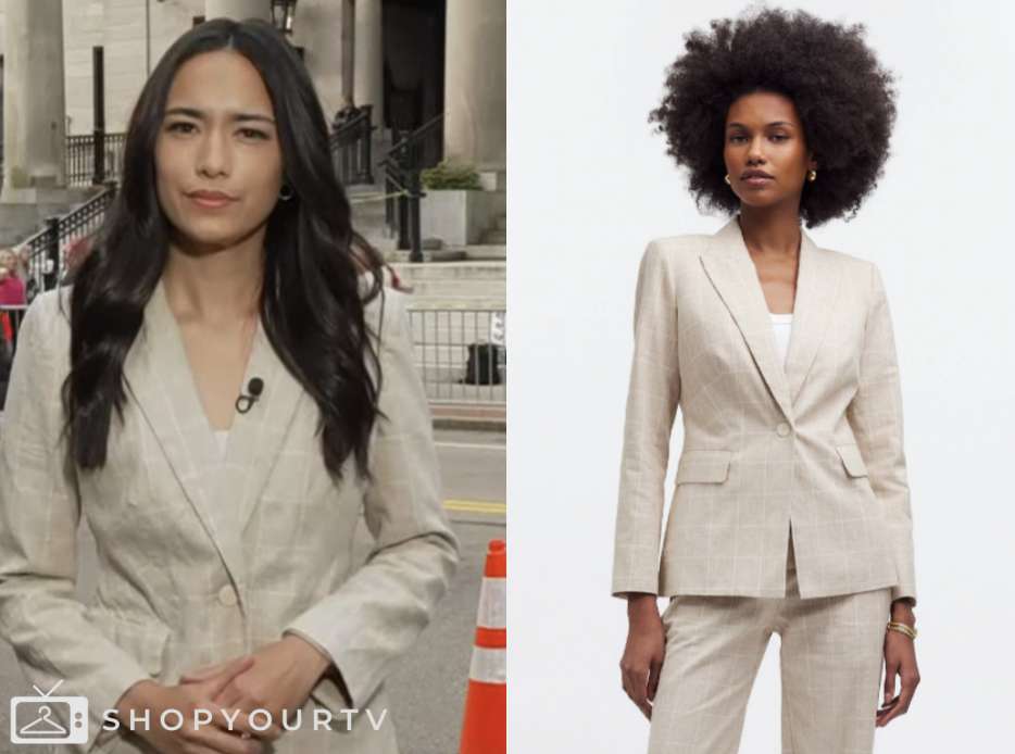 the today show, beige check blazer, emilie ikeda
