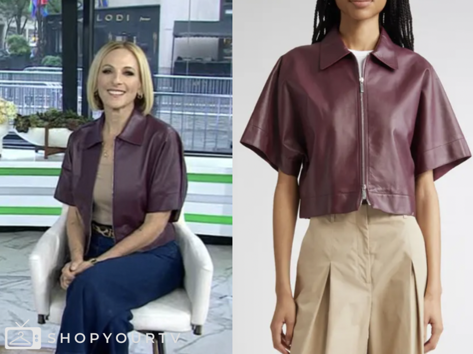 The Today Show: June 2025 Marlee Matlin's Burgundy Leather Zip Crop ...