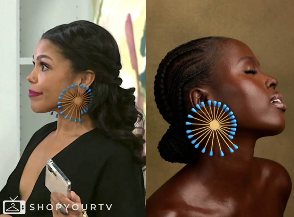 beyond the gates, blue spike earrings, dani dupree, karla mosley
