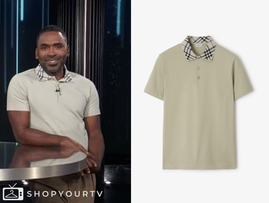 E! News, justin sylvester, green plaid collar polo shirt