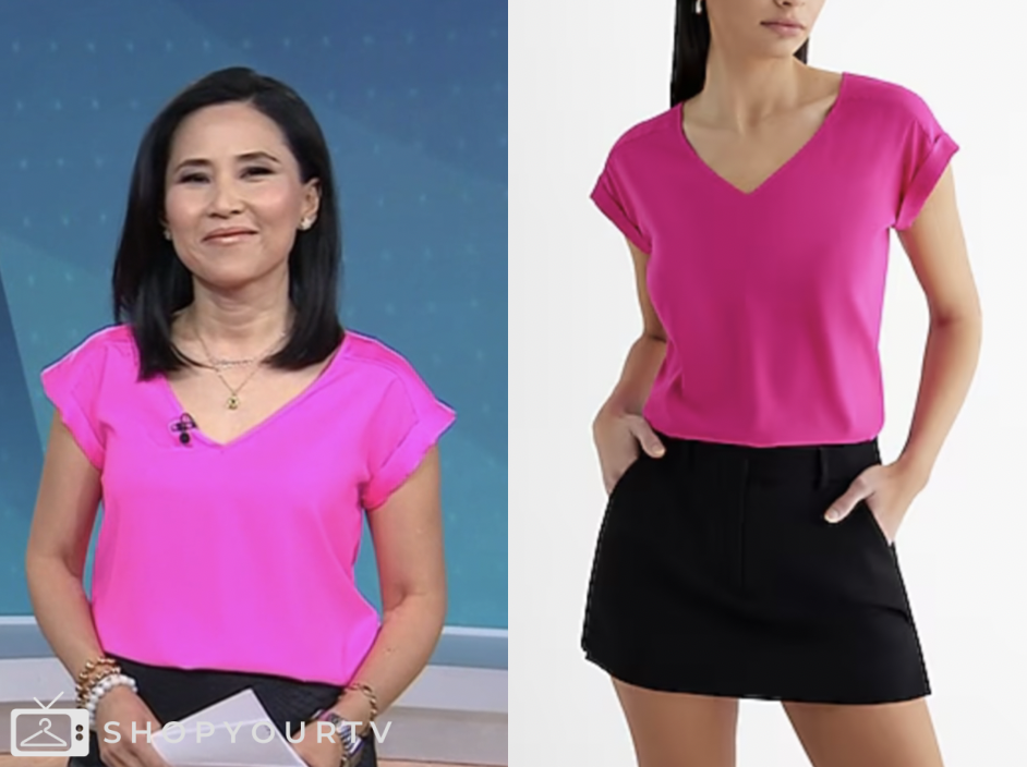 the today show, pink v-neck top, vicky nguyen