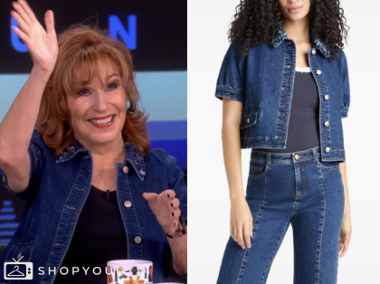 joy behar, the view, denim petal collar jacket