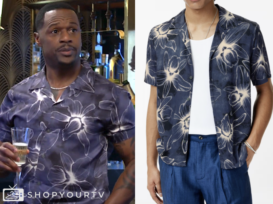 Damian Kane, Jermaine Rivers, the young and the restless, blue floral camp shirt