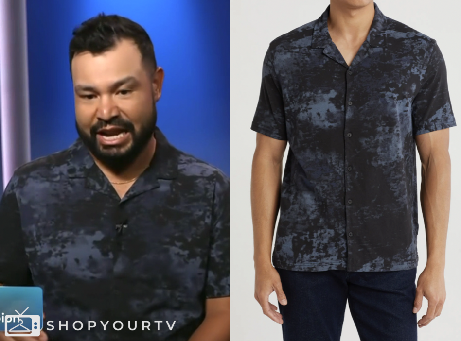 J. J. Spaun, access hollywood, blue printed camp shirt