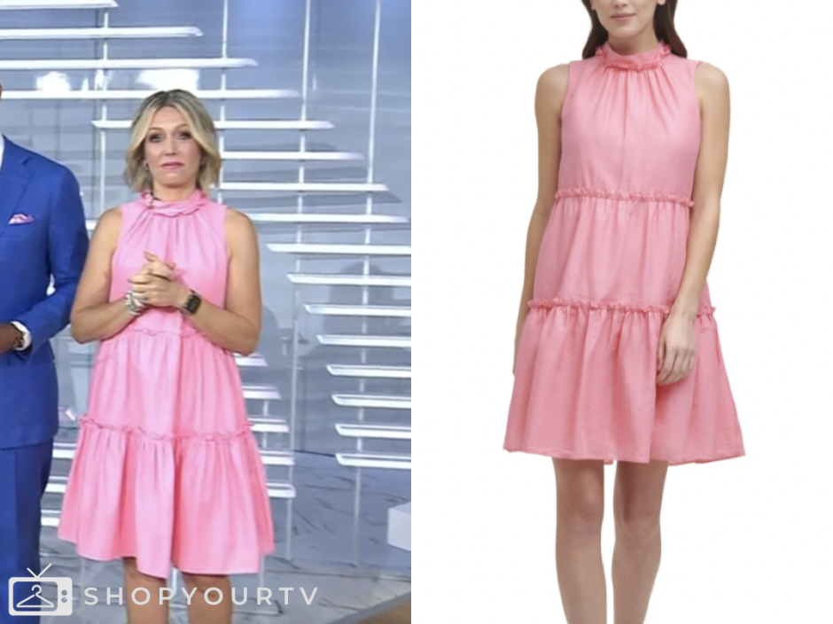 the today show, pink mock neck tiered dress, dylan dreyer