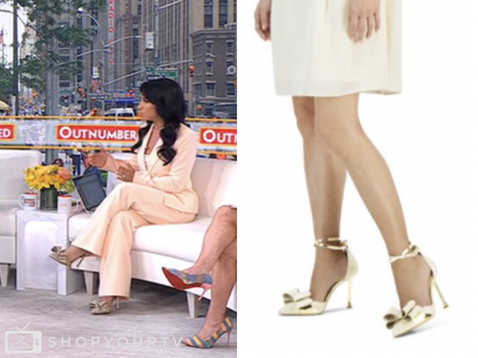 Outnumbered: June 2025 Emily Compagno’s Gold Bow Heels | Shop Your TV