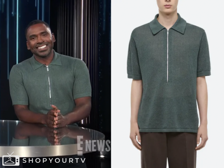 E! News: May 2025 Justin Sylvester's Red Eyelet Short Sleeve Shirt ...
