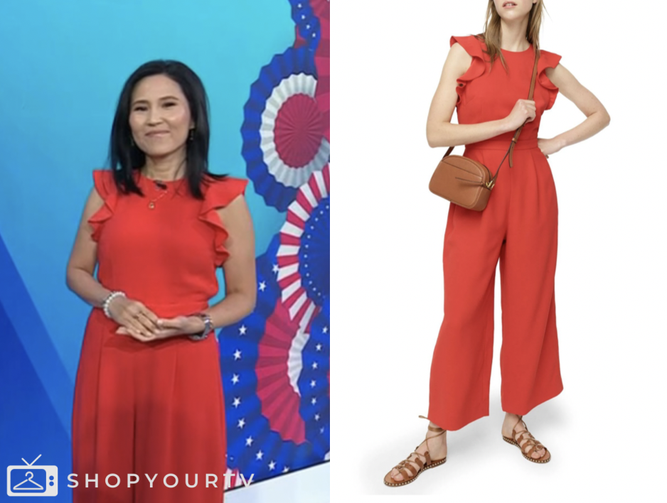the today show, red ruffle jumpsuit, vicky nguyen