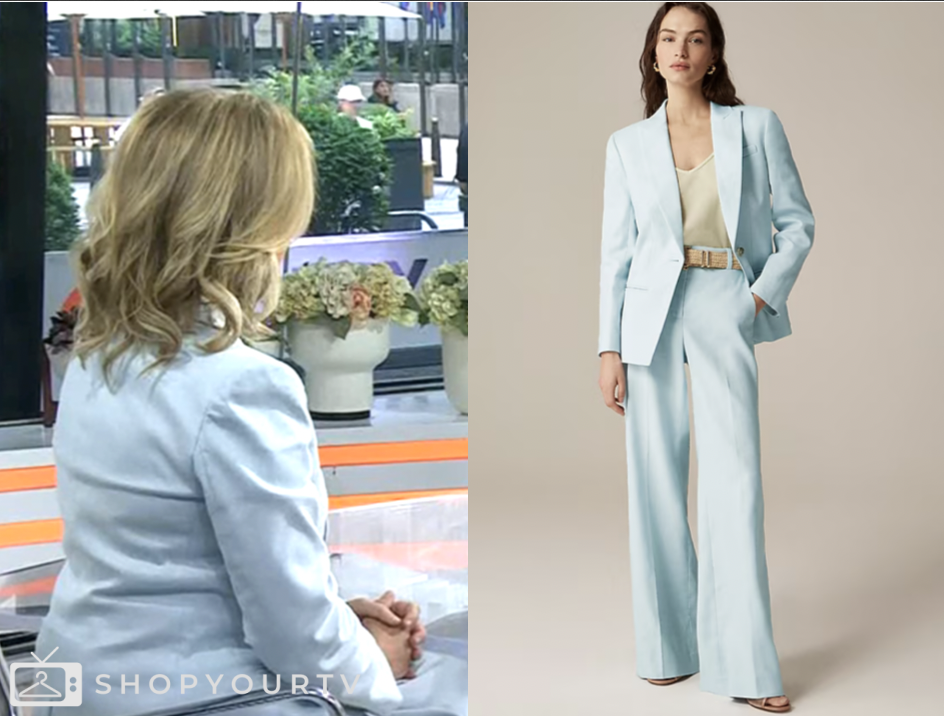 christine romans, the today show, blue linen blazer and pant suit