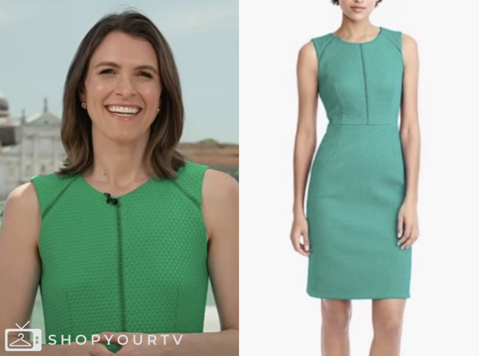 the today show, green textured sheath dress, molly hunter