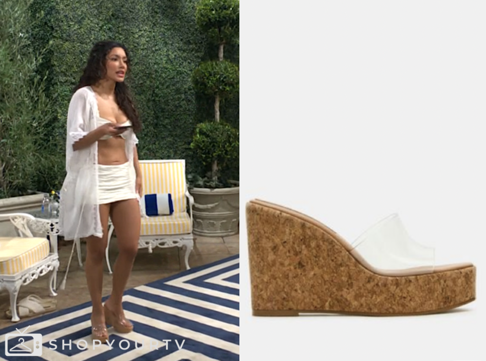 Zuleyka Silver, audra charles, clear wedge sandals heels, the young and the restless